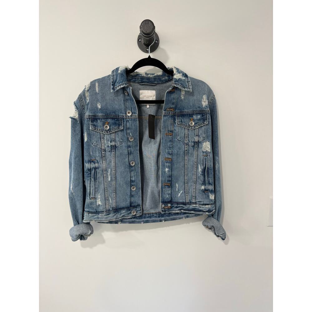 Zara Cotton Distressed Denim Jean Jacket Size S